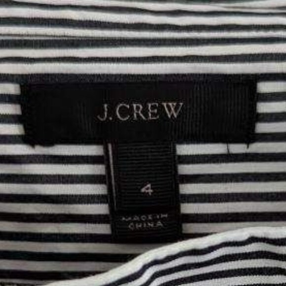 J. CREW | 100% Cotton FunnelNeck Shoulder Button Striped Casual Top - Picture 5 of 10